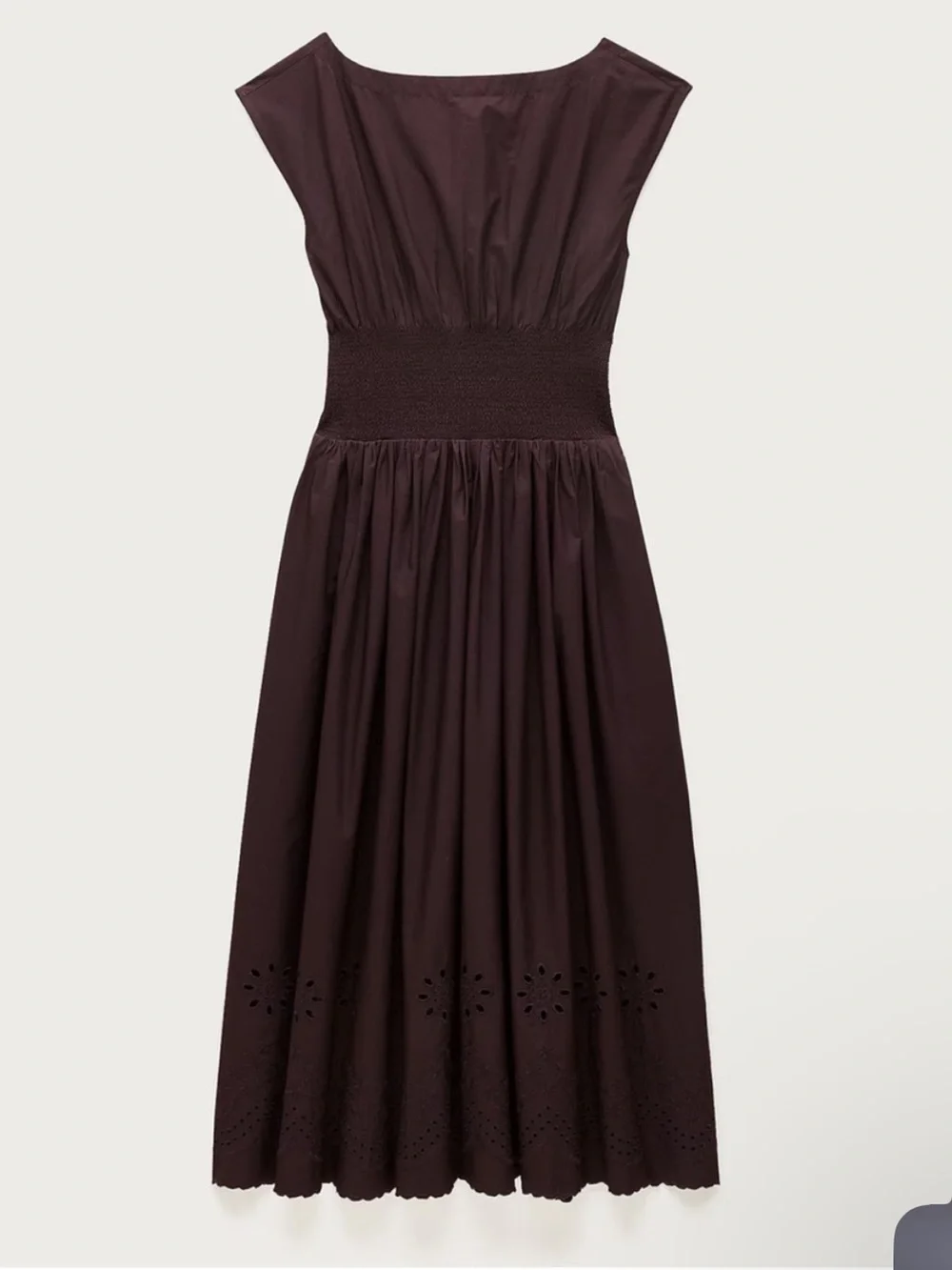 NWOT J Crew Smocked Eyelet Hem Dress in Cotton Poplin